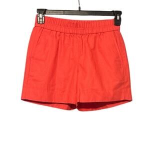 NWT J Crew Coral Canvas 100% Cotton Shorts Womens Size 00 Stretch Waist Pockets